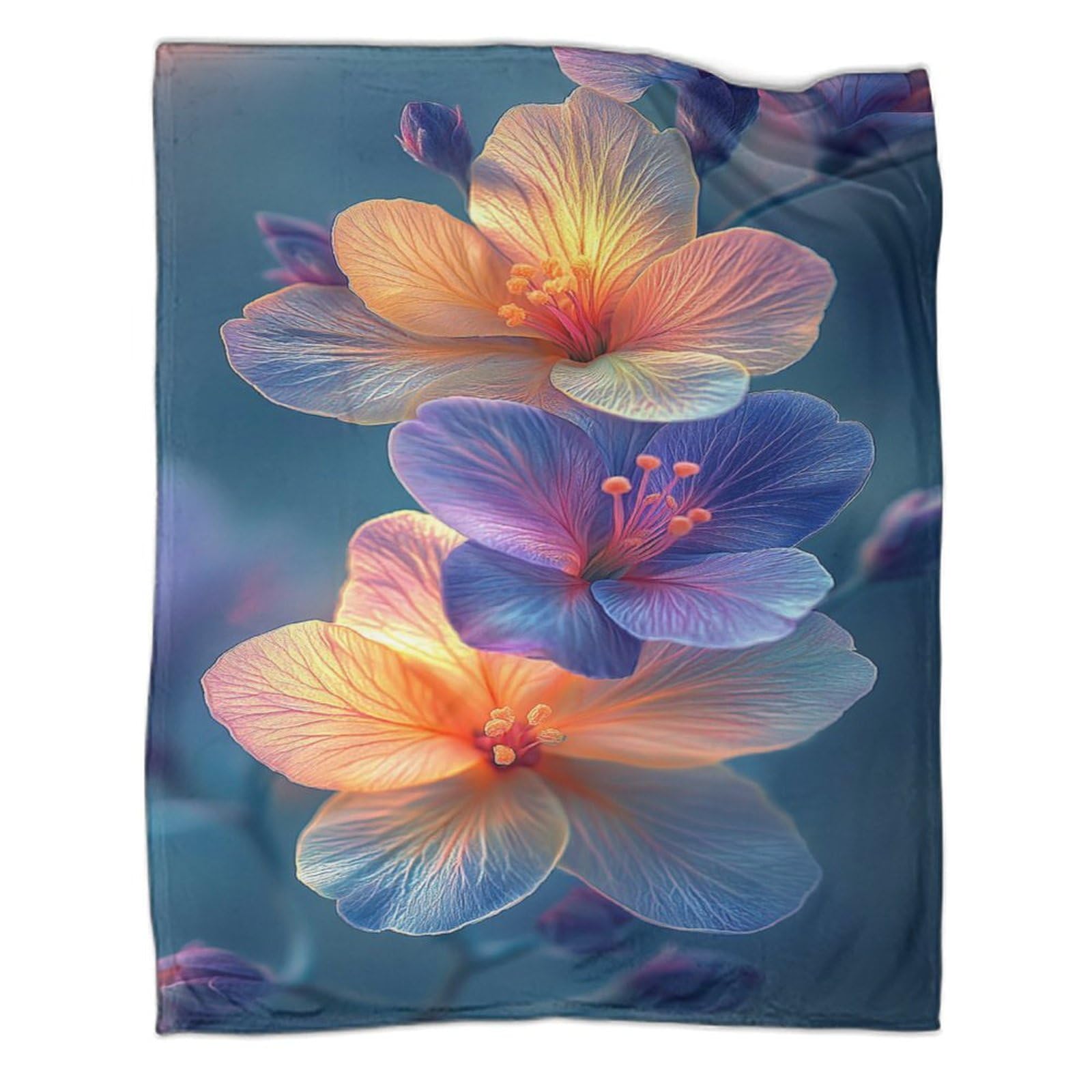 Couverture polaire ultra douce fleurs pour cocooning sur le canapé