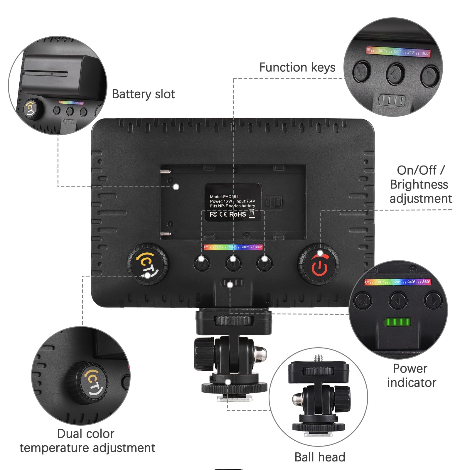 ANDOER 照明 Amazon.com : Andoer LED Video Light, Camera Light Mini Photography
