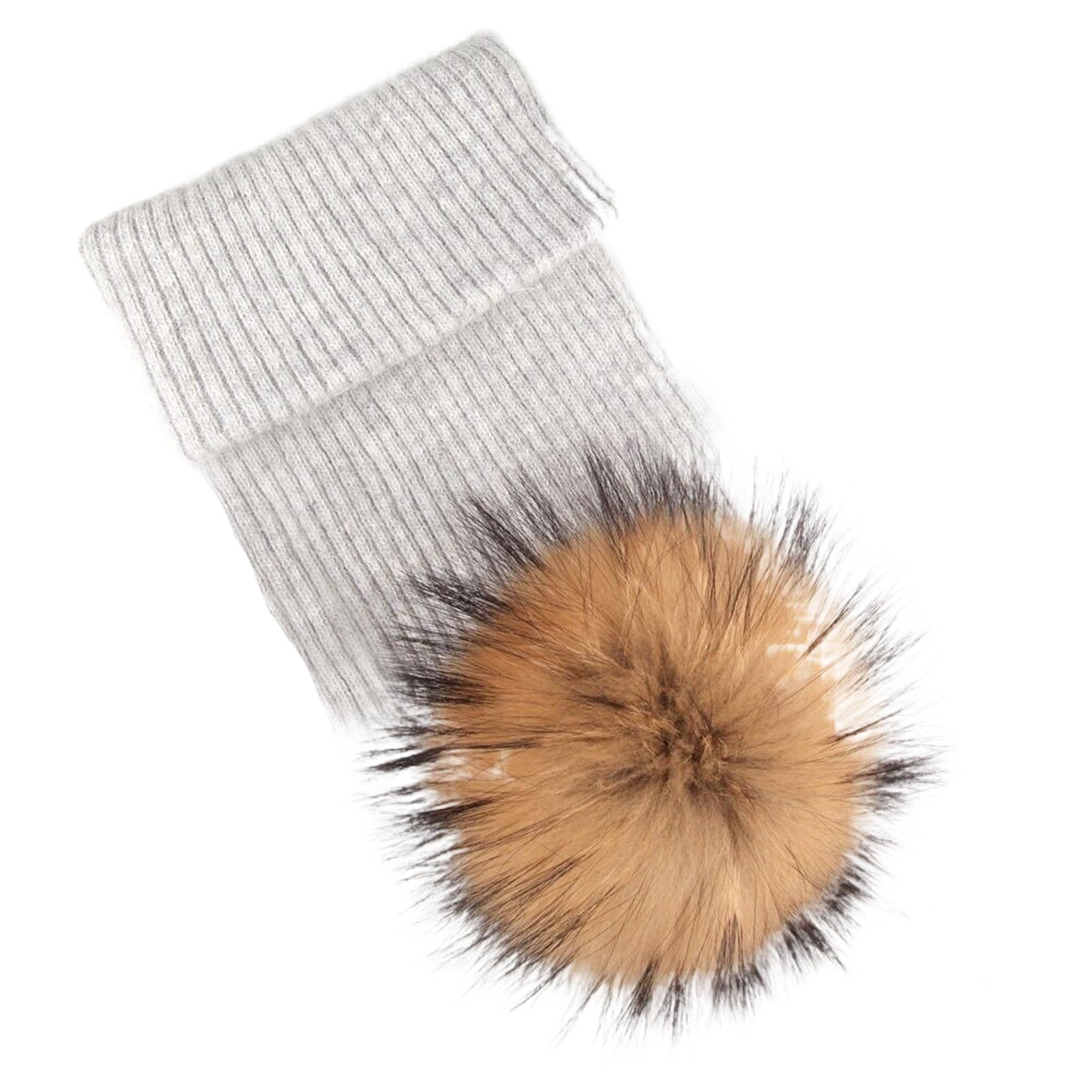 Bonnet d'hiver tricoté pour femme, bonnet à pompon (argenté, taille unique)