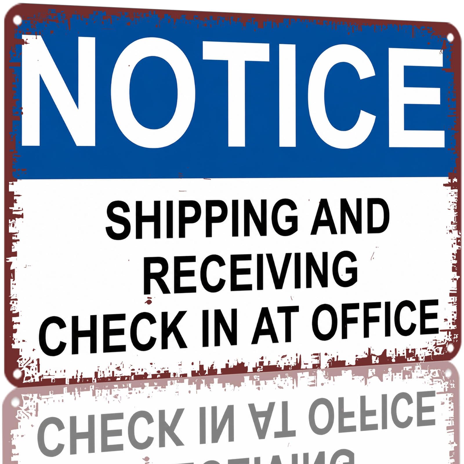 Kwqdozf As Pic Notice Shipping And Receiving Check In At Office Vintage Metal Tin Sign 8X1