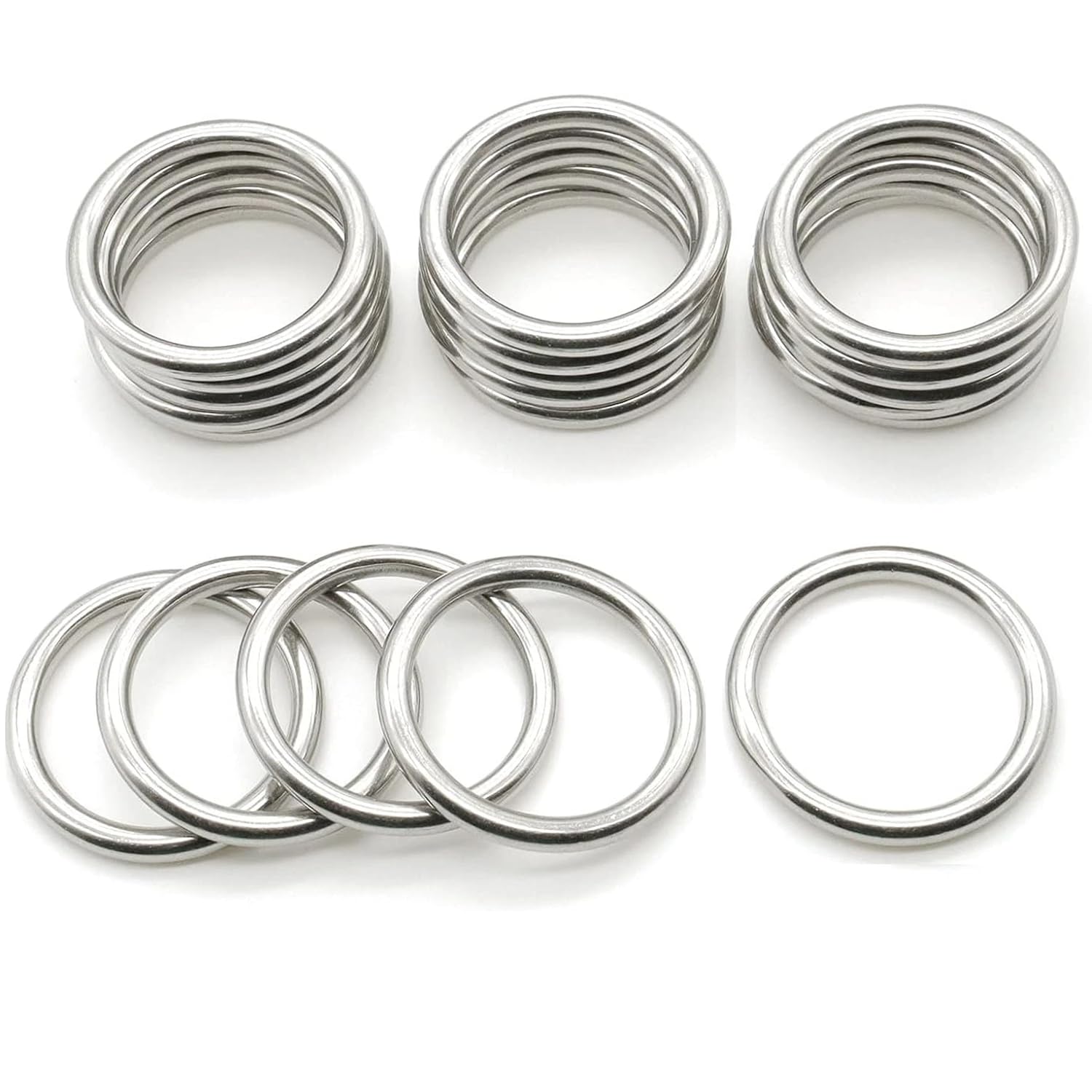 10Pcs Metal O Ring, 304 Stainless Steel Rings Craft O Rings for Macrame,Solid Heavy Duty Multi-Purpose Silver Metal O-Ring for Camping Belt,Dog