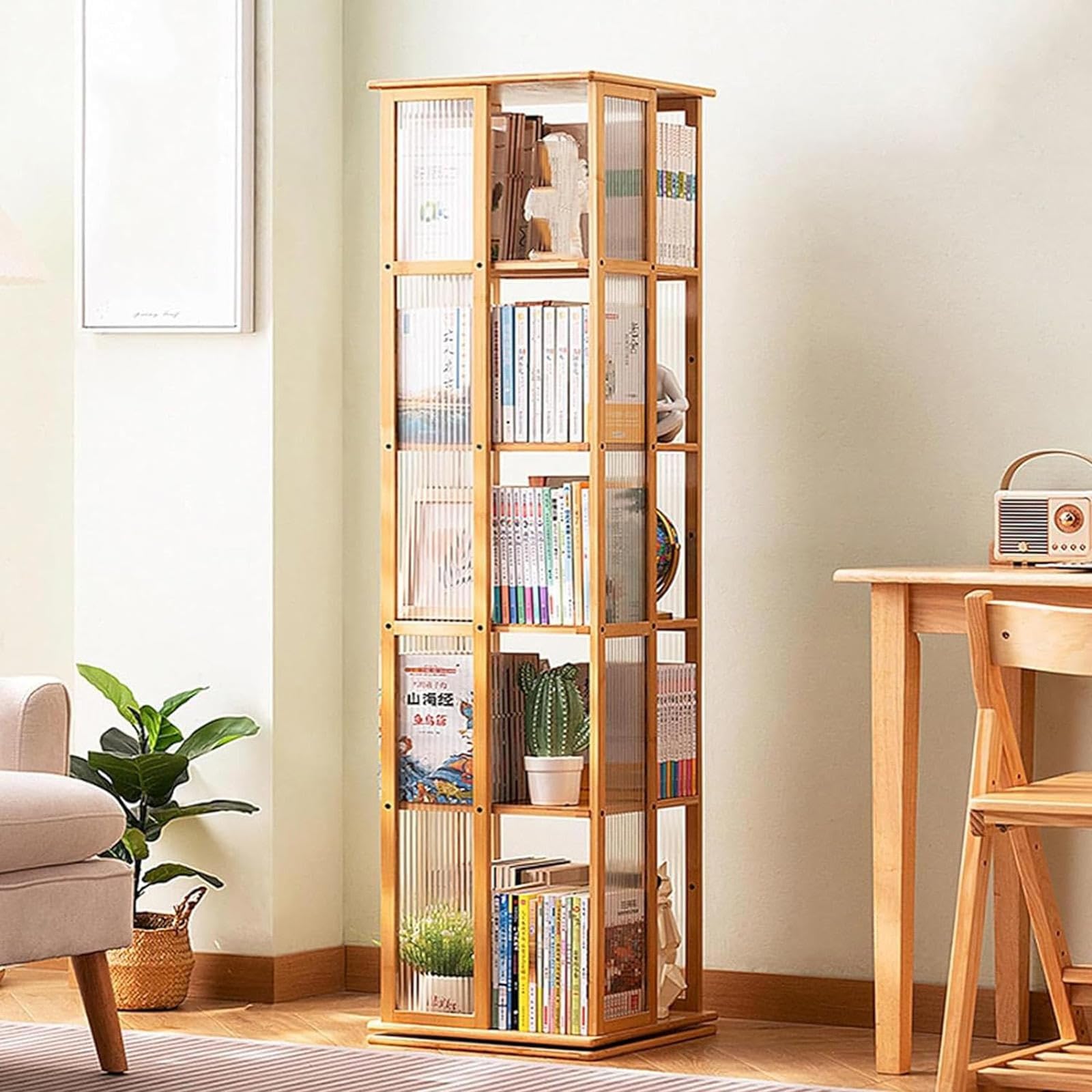 360° draaibare boekenplank, 5 niveaus roterende boekenkast