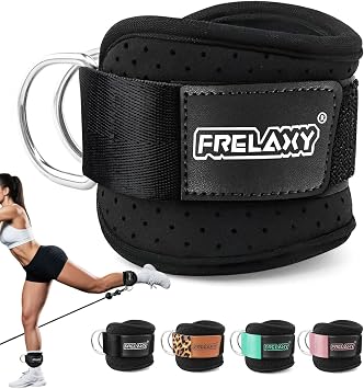 Frelaxy Ankle Straps for Cable Machine Comfortable & Durable Leg Straps for Kickbacks, Glute Workouts, and Lower Body Exercises Perforated Neoprene Padding & Tapered Fit