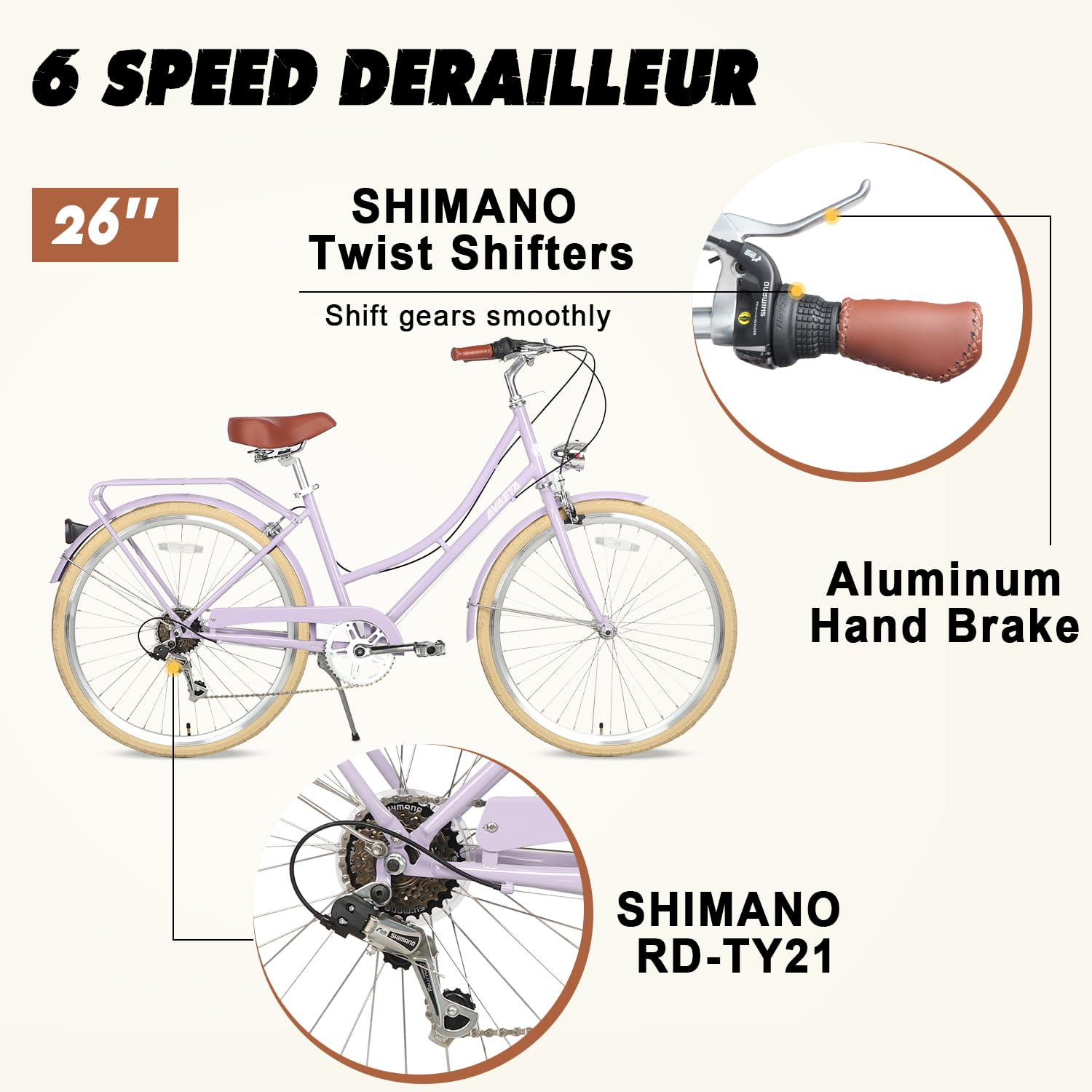 Amazon | AVASTA通勤通学シティーサイクル26インチ自転車シマノ6段変速