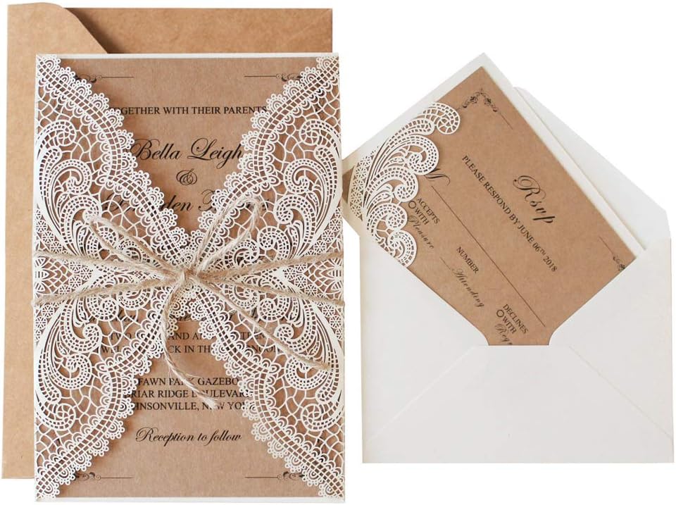 Laser Cut Wedding Invitations Sample by Picky Bride 2 Invitation Cards Templates for Choosing Your Favorite Design 125 x 182mm Customized Invite Cards with RSVP Cards