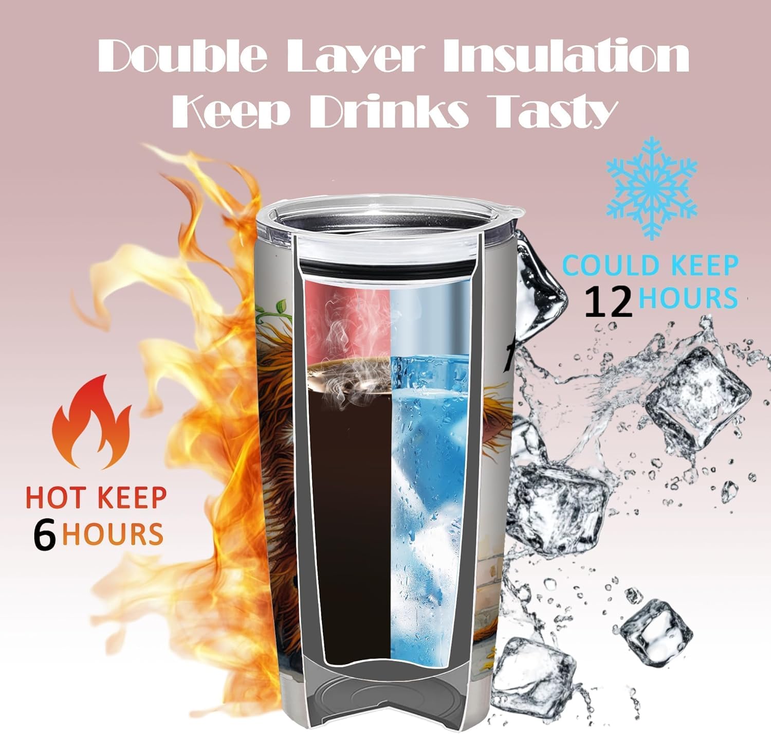 ATHAND Highland Cow and Sunflowers Tumblers,Admit It,Life Would Be Borimg without Me 20 Oz Insulated Stainless Steel Vacuum Tumbler,Travel Coffee Mugs,Birthday Gift for Women,Men,Boy,Girls,1 Pcs - Image 4