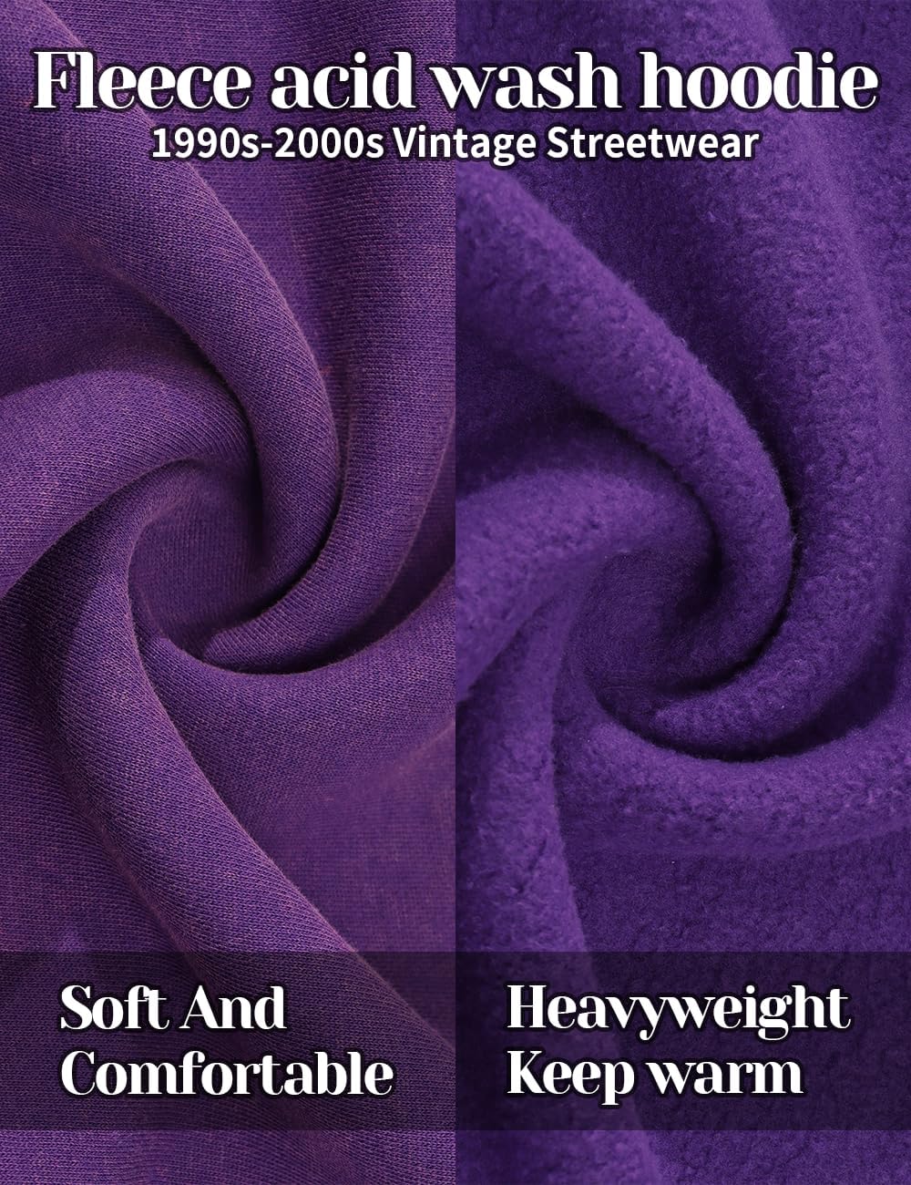 Mens Oversized Acid Wash Hoodies Heavyweight Vintage Washed Fleece Hoodie Sweatshirt for Men Women Streetwear - Image 3