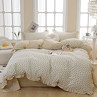 Vista 17 de VM VOUGEMARKET Linda funda de edredón de fresa tamaño matrimonial, juego de ropa de cama de frutas 3 piezas, funda de colcha de algodón color crema