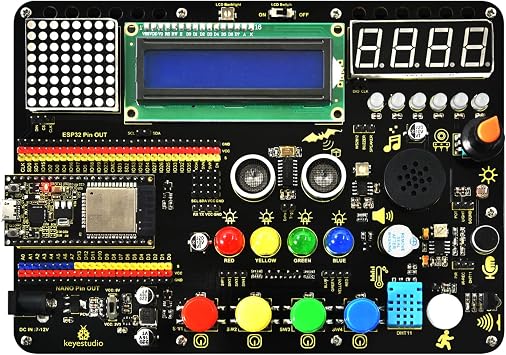 KEYESTUDIO Inventor Starter Kit for Arduino ESP32, Hardware Pre-connected, Easy to Get Started Coding and Electronics, 15 Modules, 30 Projects, STEM Educational Set for Adults Teens