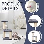 Small Cat Tree with Sisal Scratching Pole, Cat Toys for Indoor Cats, Cat Scratching Post with Cat Interactive Toy, Easy Installation Cat Tower for Small Cat (Grey)