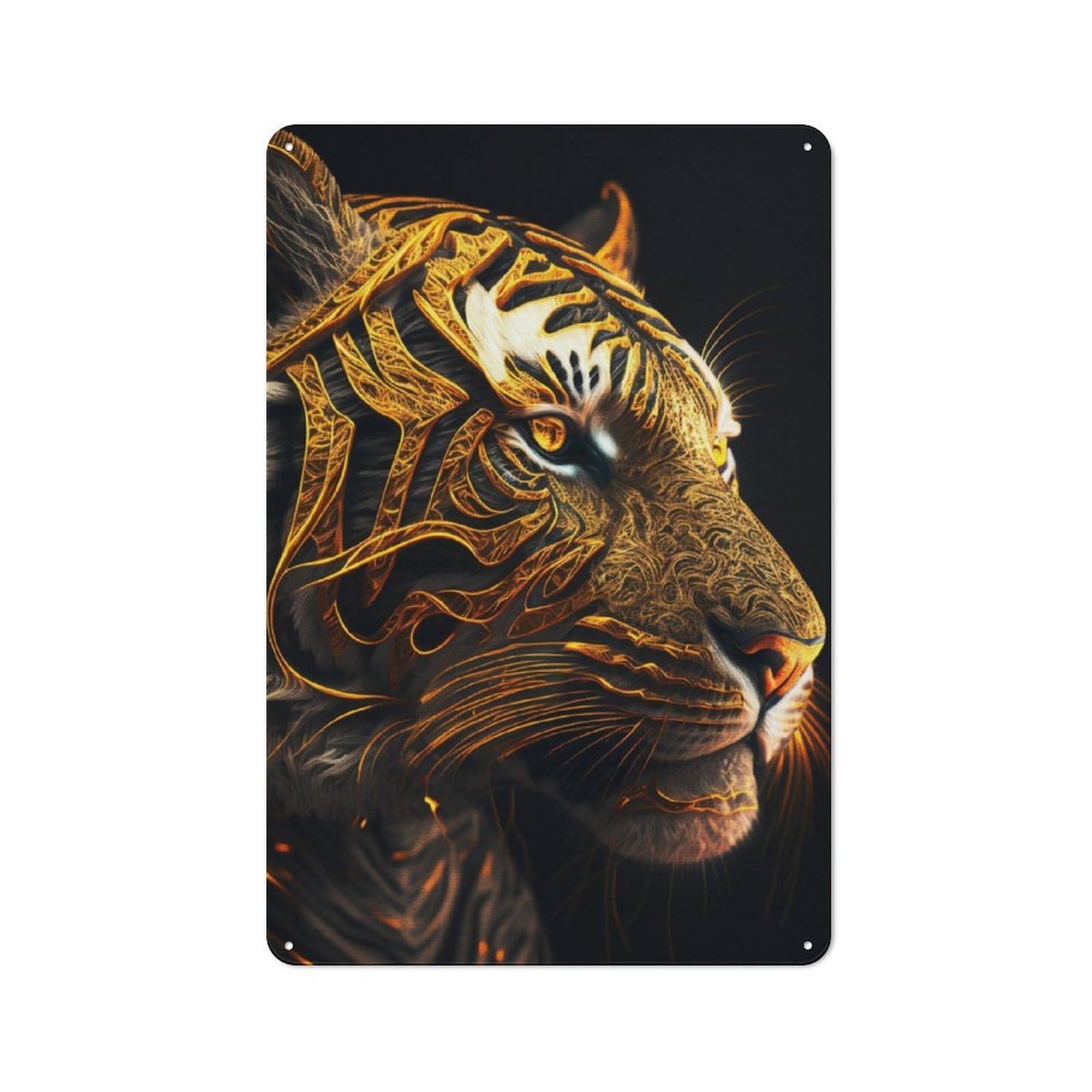 Junmoney Portrait Mystic Tiger Tin Wall Plaque 30X20cm With For Café Or Home Bar, New-Space Wall Decor For Hospitality Decor Collectors