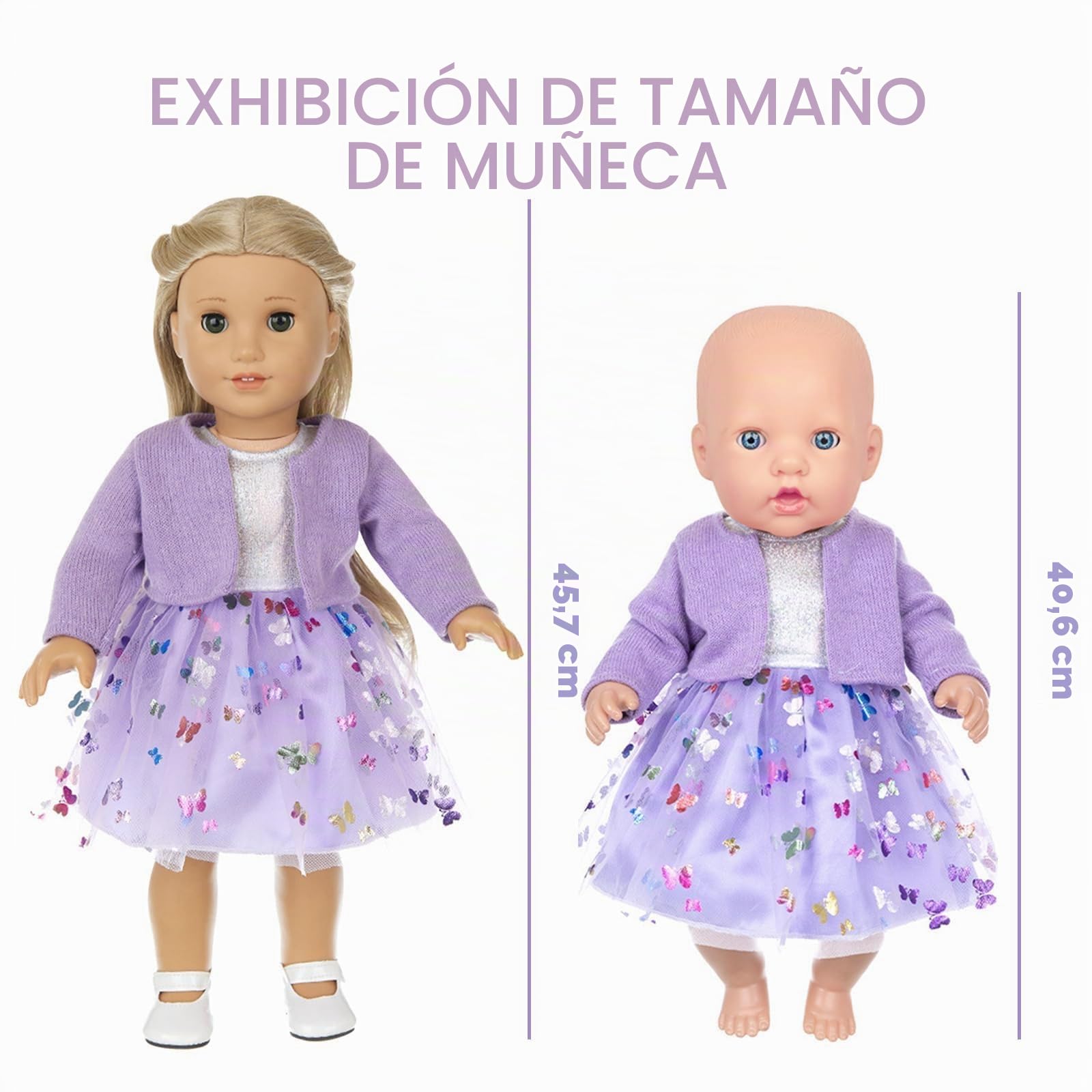 Vêtements De Poupée HTTDSLF – Taille 35-45 Cm – Ensemble Manteau, Robe, Chaussures, Pince – Violet