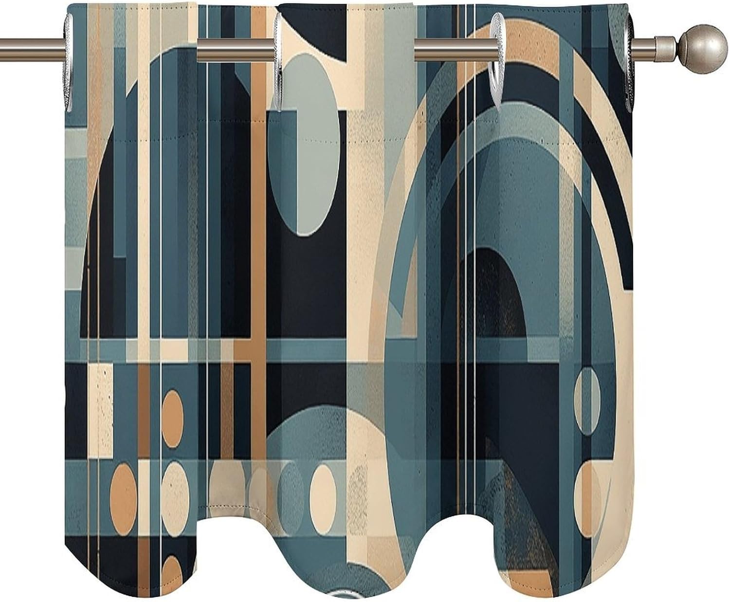 Blue Tribal Pattern Valance for Windows, 2 Pack Kitchen Curtains Modern Home Decor, Soft Blackout Window Curtains for Living Room & Bedroom, 18 X 52 Inch