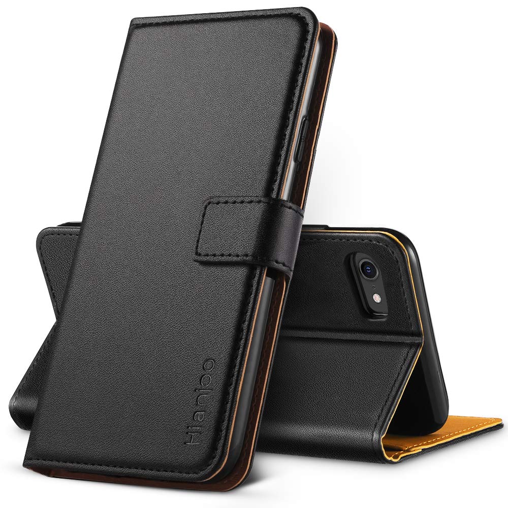 Hianjoo Case Compatible with iPhone SE 2020/ iPhone 8/ iPhone 7, Premium Protective Wallet Card Flip Leather Phone Case Replacement for iPhone SE 2020/ iPhone 8/ iPhone 7 - Black