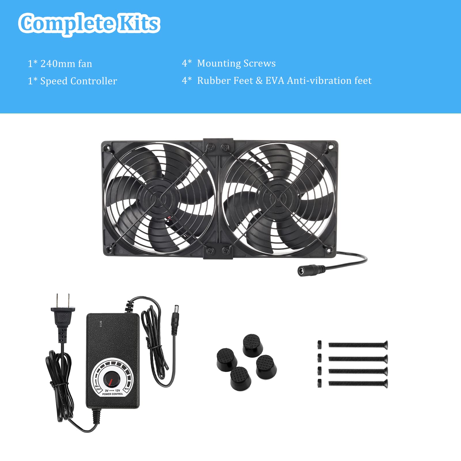 Big Airflow 2 ventiladores de velocidad variable de 120 mm 240 mm CA 110 V 120 V 220 V 240 V para máquina minera, chasis, servidor, estación de trabajo de refrigeración