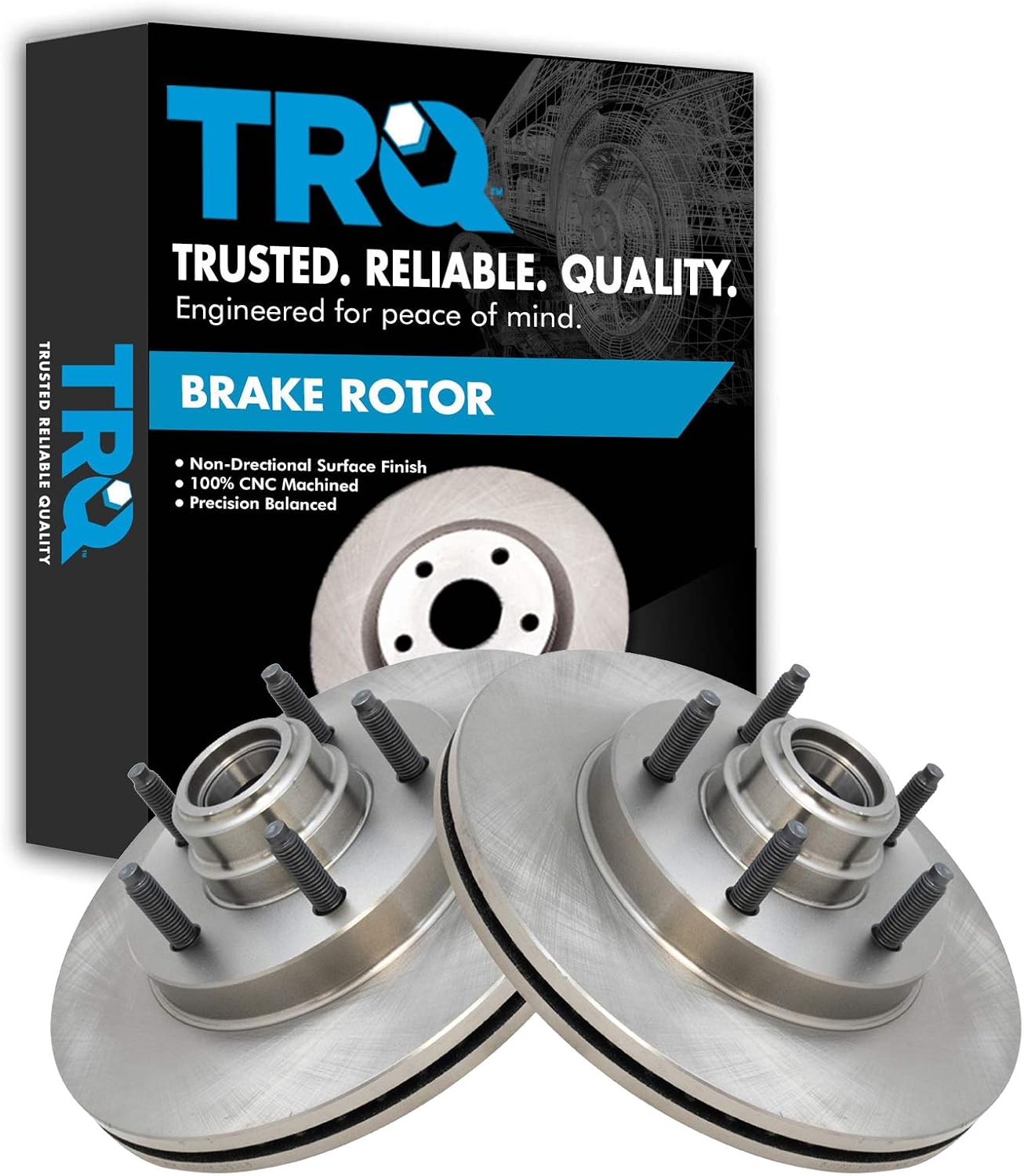 TRQ Front Brake Rotors Set Vented Compatible with 2000-2004 Ford F-150 2004 F-150 Heritage 2002 Lincoln Blackwood