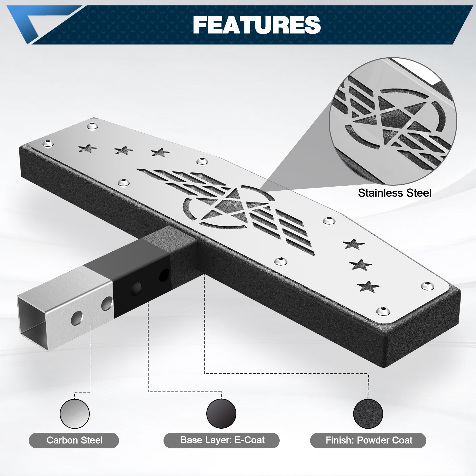 2 Inch Receiver Step POFENZE Hitch Step Bumper Guard - 2" Receiver With ...