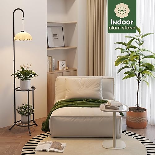 Miniatura 3 de Soporte para plantas colgantes de 2 niveles, estante de metal resistente para plantas que ahorra espacio para múltiples macetas, organizador alto de