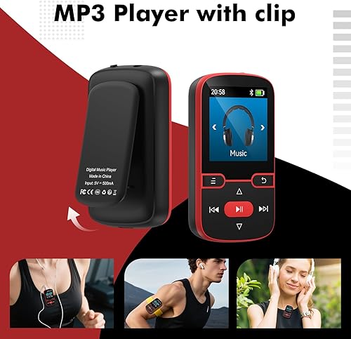 Miniatura 3 de Reproductor de MP3 de 64 GB Bluetooth 5.3 con clip, reproductor de música deportiva de alta fidelidad, reproductor de MP3 de pantalla de 1.5