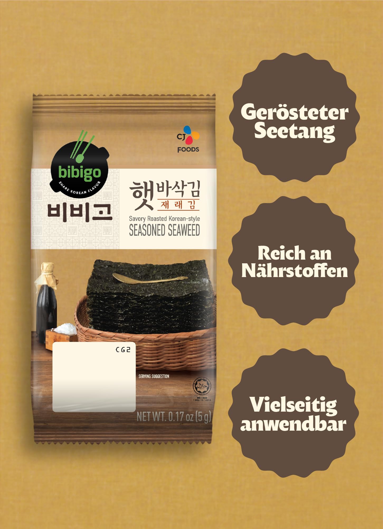 BIBIGO Algue nori grillée 48 g (Lot de 4)