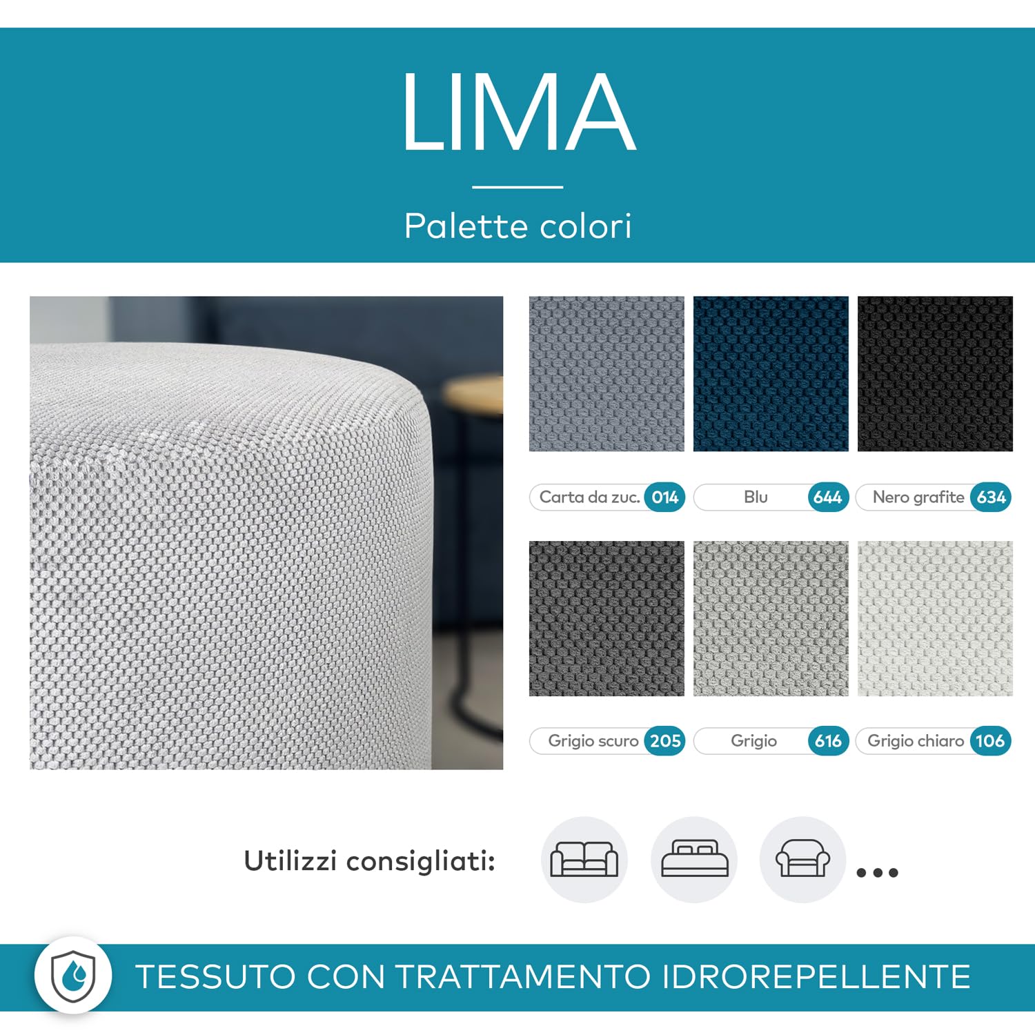 DESHOME Lima 30 metros – Tela al metro impermeable efecto terciopelo: tela para sofás, cojines, sillas, tapicería, decoración papel de azúcar