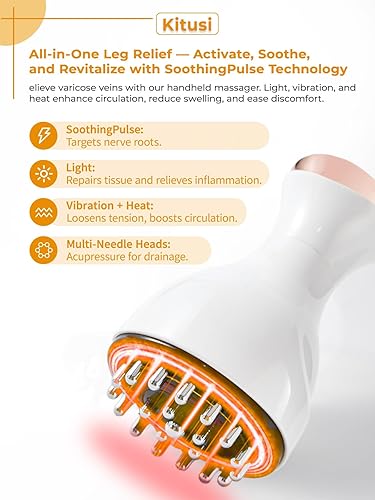 Miniatura 2 de Masajeador de piernas para circulación y alivio del dolor, drenaje linfático y soporte de venas varicosas, masajeador de pantorrilla, pies y