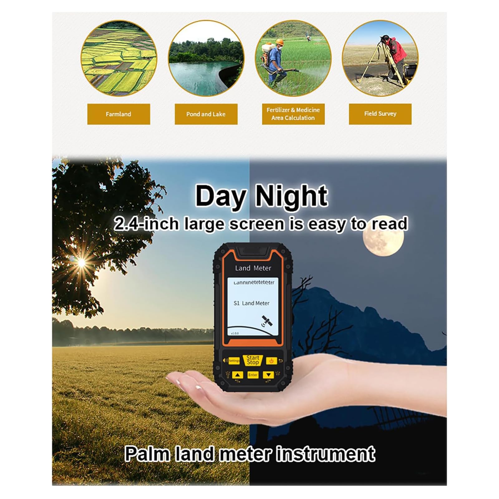 Miernik pomiarowy lądu, S1 GPS 6.1 cm, ręczny sprzęt pomiarowy, podwójne pozycjonowanie satelitarne Beidou, obsługa SBAS/dokładny pomiar, do pomiaru gruntów rolnych, badań terenowych