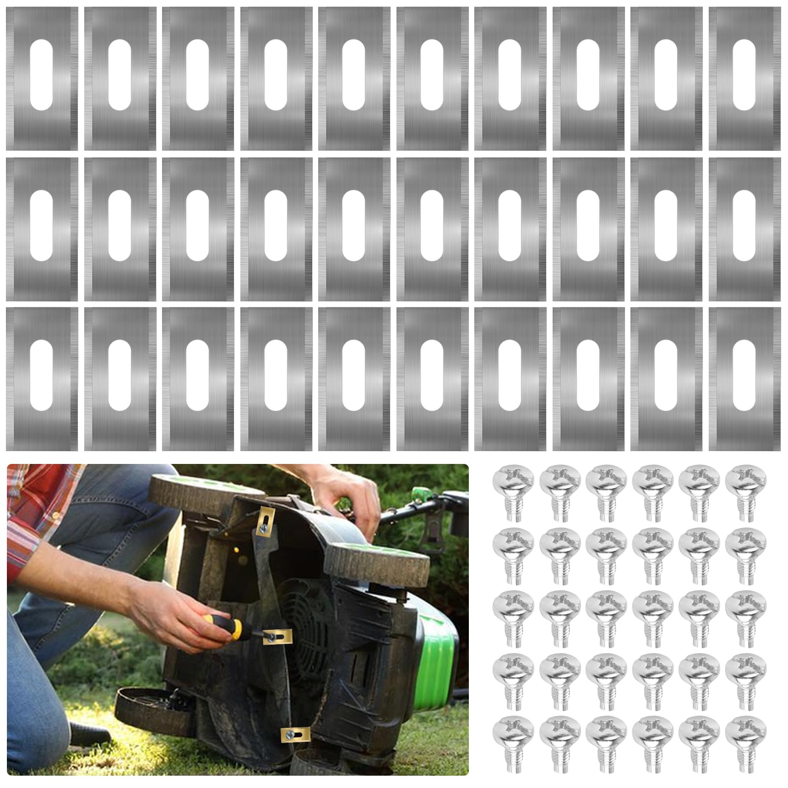 30 sztuk zapasowych ostrzy do kosiarki automatycznej, akcesoria do kosiarek, ostrza, kompatybilne z Automower, stal nierdzewna 0,65 mm
