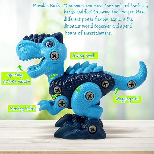 Miniatura 3 de Juguetes de dinosaurio con tallo para niños juguetes de dinosaurio para niños de 3 a 5  Juegos de construcción educativa de aprendizaje con taladro