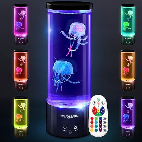 Miniatura 2 de Playlearn - Luz de estado de ánimo de medusas, luz LED eléctrica USB que cambia de color para niños o adultos, decoración del océano, mini tanque de