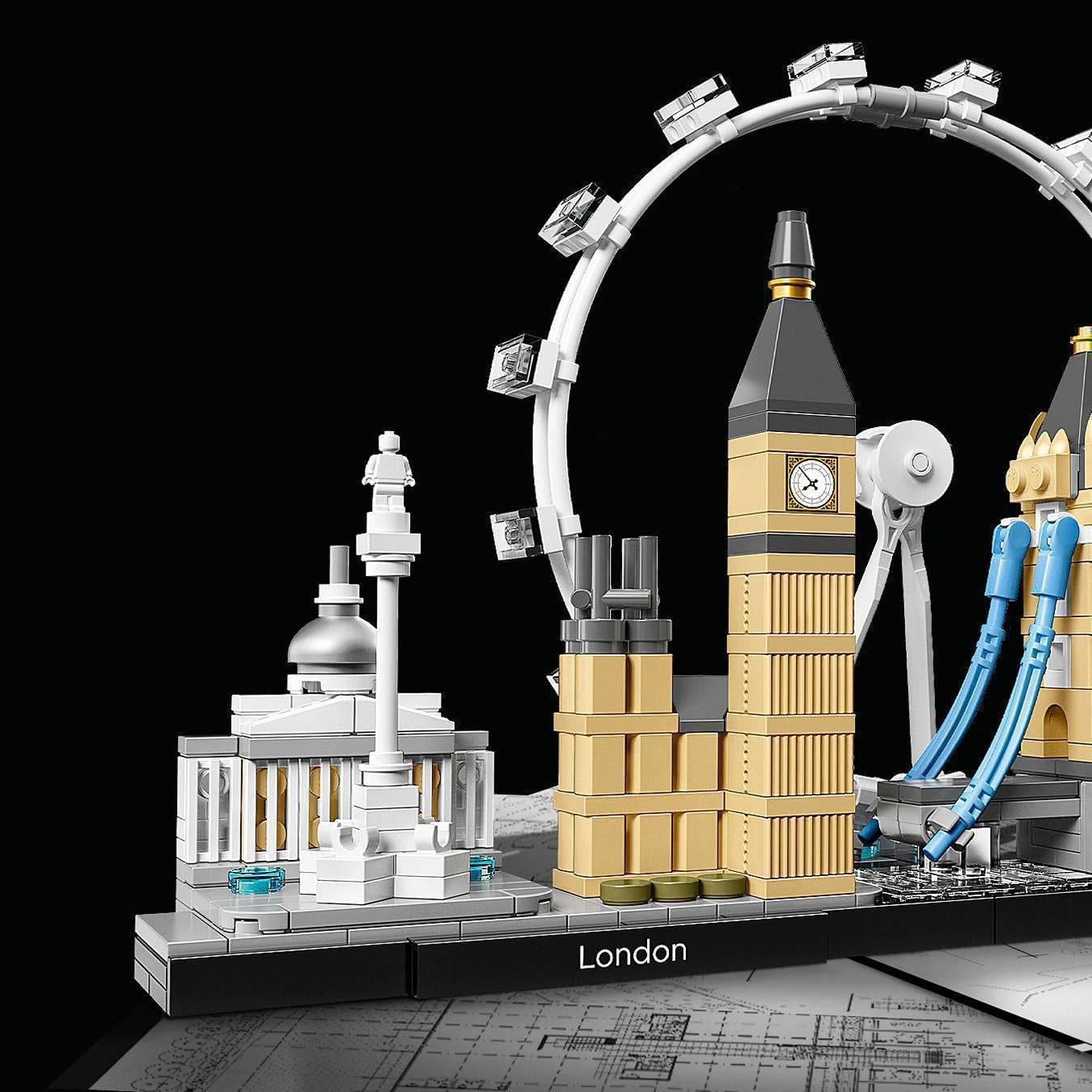 LEGO Architecture Londyn, Dekoracje do Domu i Ozdoba do Salonu, Kreatywne Klocki Konstrukcyjne, Zestaw Kolekcjonerski dla Dorosłych, Pomysł na Prezent, 21034