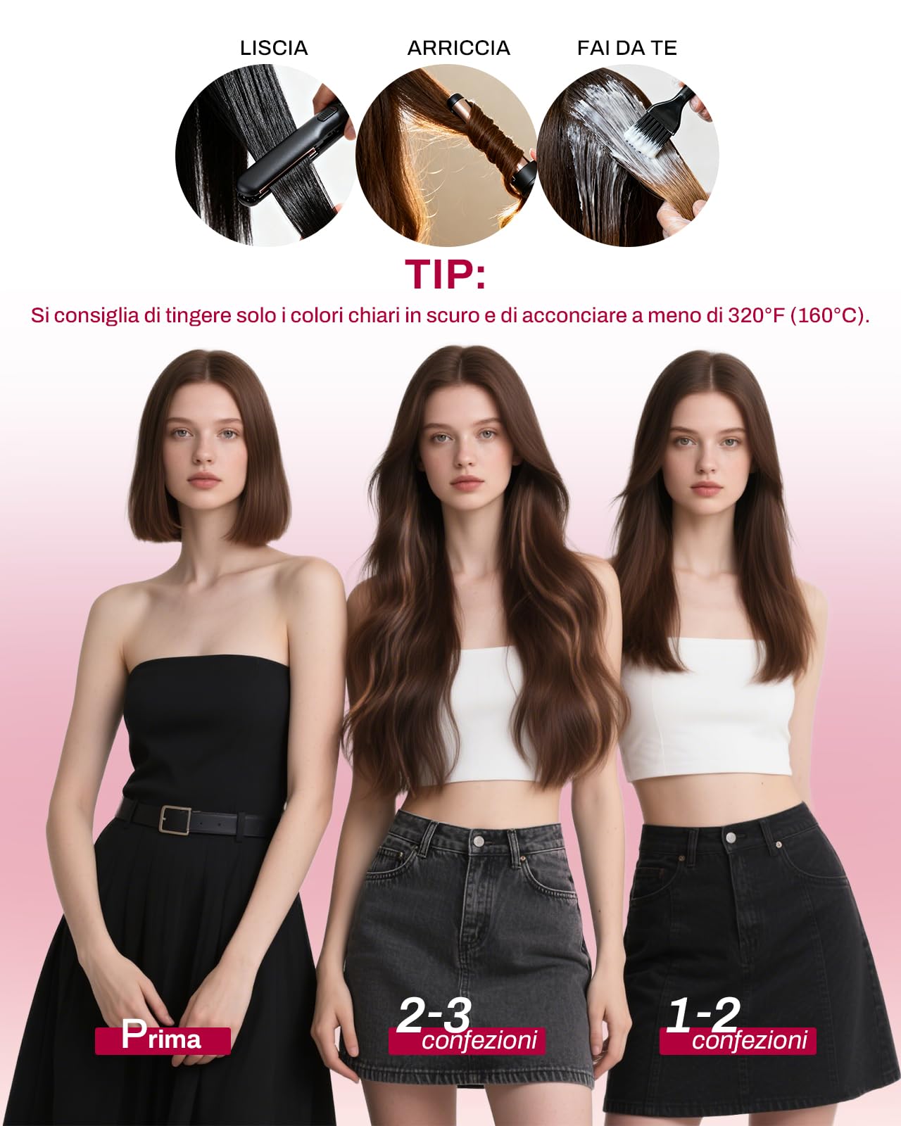 Moresoo Extension Capelli Veri Clip Balayage Remy Extension Clip Capelli Veri Lisci Marrone a Marrone Chiaro con Biondo Medio #3/8/22 45 cm 120g 7 Pezzi