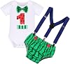 FYMNSI Baby Boy Melon 1st Birthday Cake Smash Outfit Bowtie Romper Adjustable Watermelon Shorts Party Photo Shoot Clothes Set