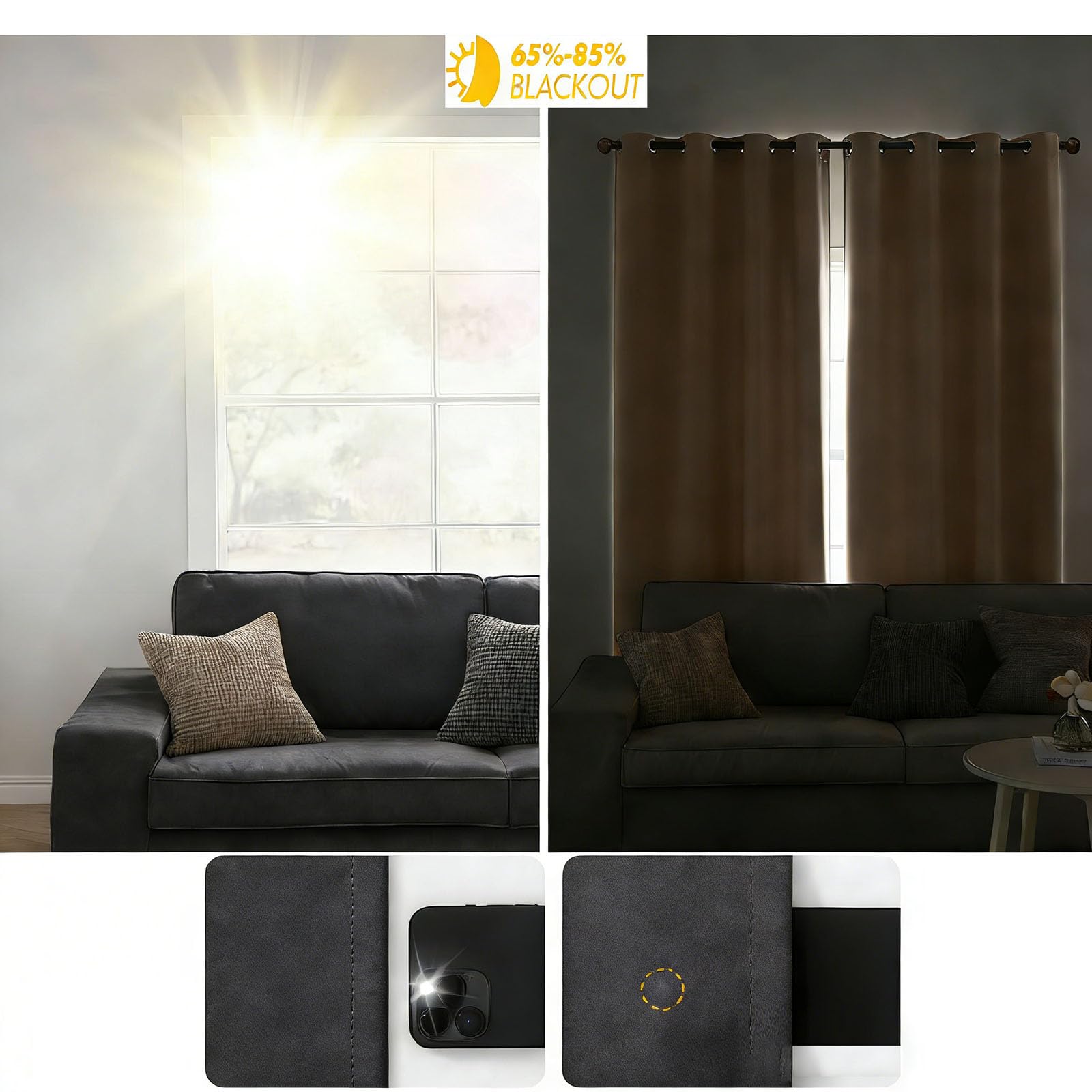 Amazon｜カーテン 190 x 260 cm 遮光Uvカット断熱保温遮熱防寒ドレープ