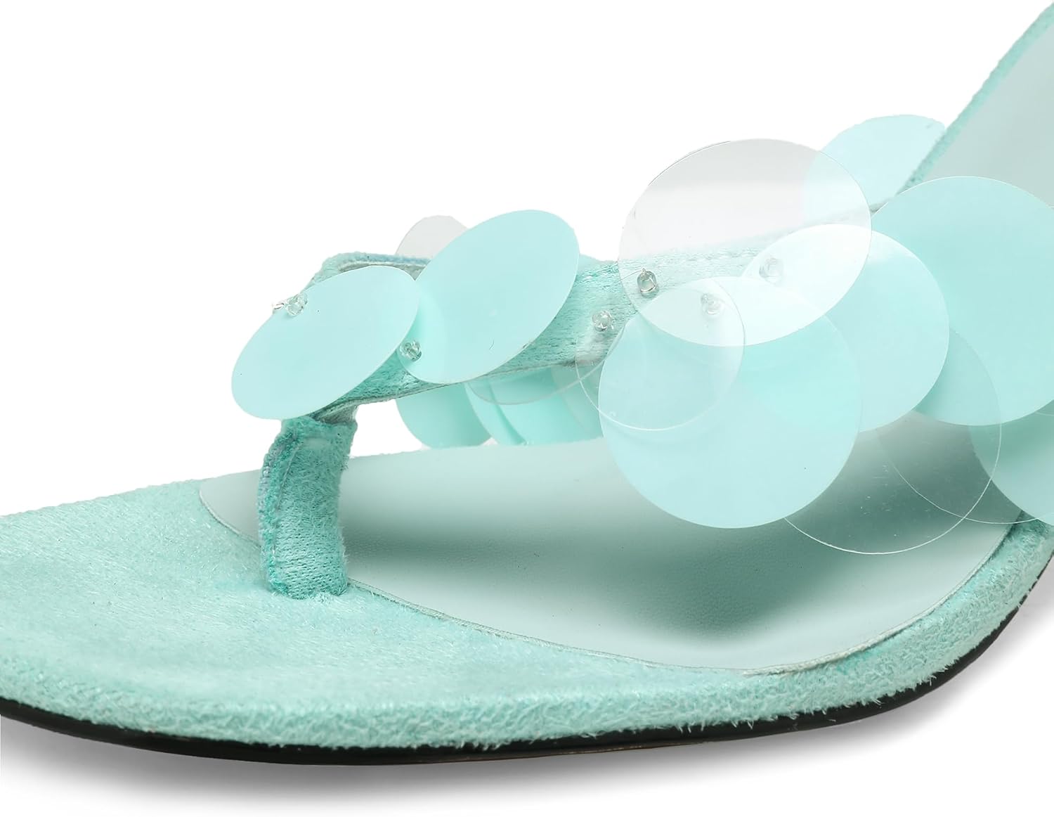 Black Flip Flop Heels Sandals for Women with Plastic Disc Straps Comfortable Slip on Open Toe Kitten Heel Thong Sandal Casual Summer Dressy Shoes. - Image 7