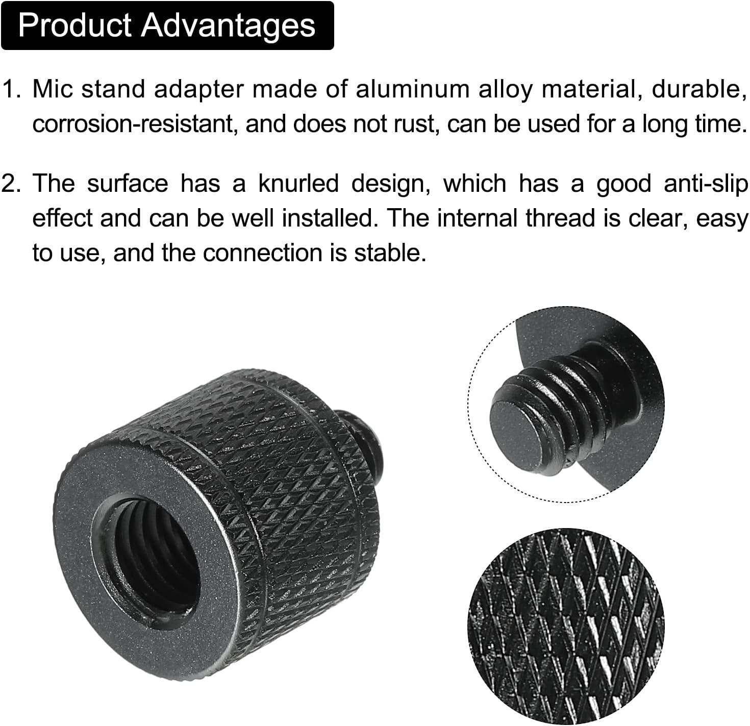 MECCANIXITY Mic Stand Adapter M8 Female to M6 Male Camera Screw Thread Adapter for Microphone Tripod Stand Black