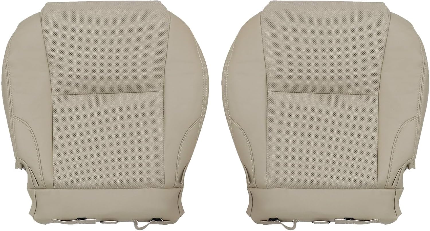 SecosAutoparts Tan Front Driver & Passenger Side Bottom Perforated Microfiber Leather Replacement Seat Covers Compatible with Lexus IS250 IS350 2006 2007 2008 2009 2010 2011 2012 2013