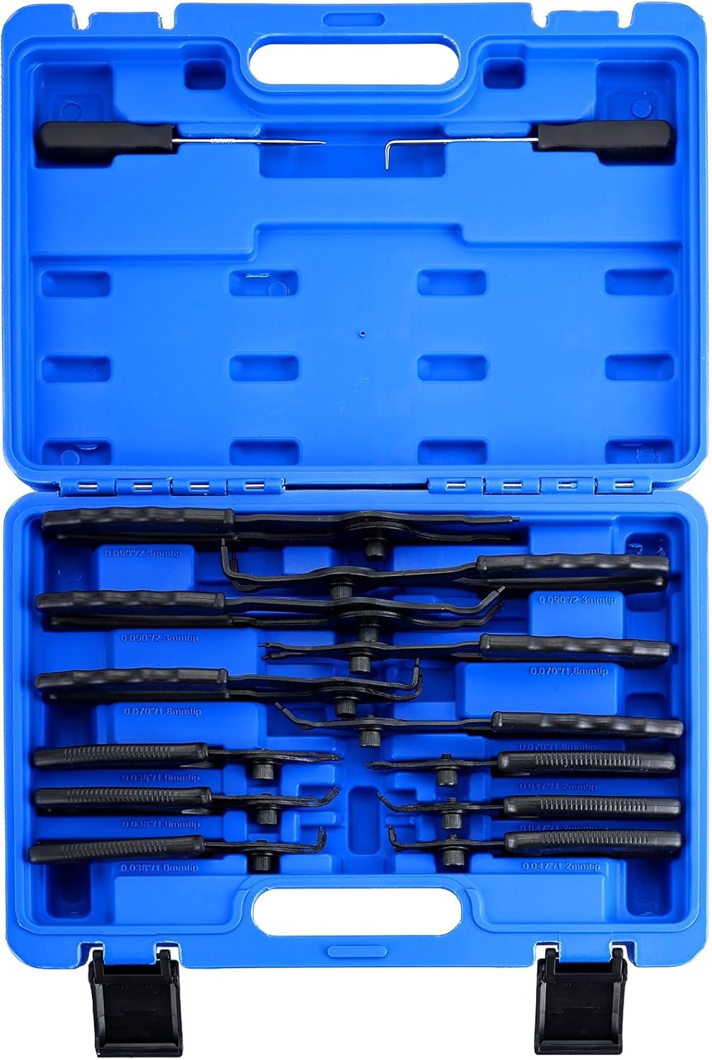 14PCS Snap Ring Pliers Set | Heavy Duty Internal & External Circlip Pliers with 45°/90° Bent and Straight, Retaining Ring Pliers Set w/Hook & Pick for 0.038in 0.047in 0.070in 0.090in