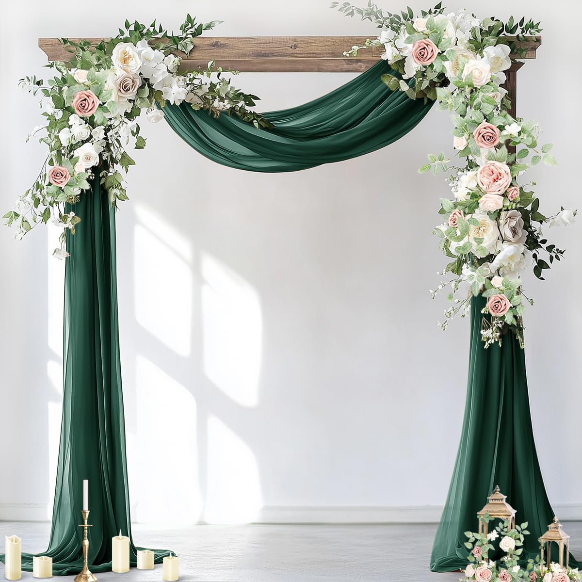 Socomi Wedding Arch Draping Fabric 1 Panel 29" x 19Ft Ivory Sheer Chiffon Curtain Drapes 6 Yards for Wedding Ceremony Birthday Party Decoration — view 8