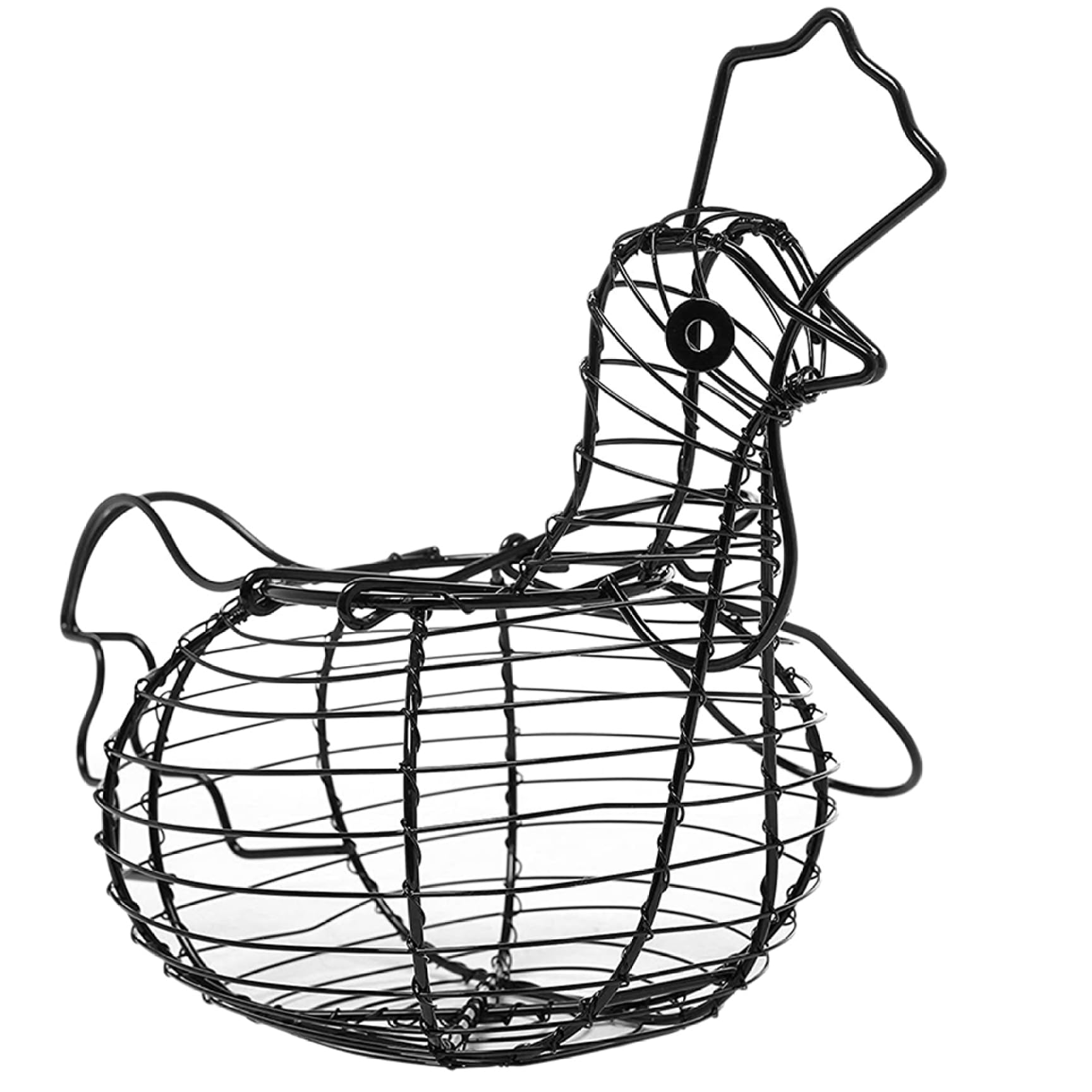 Vervevum Chicken Egg Basket with Handle, Iron Wire Chicken Egg Holder for Eggs Fruit Snacks, Funny Storage for Countertop Kitchen Farmhouse Easter Decor Black, Holder