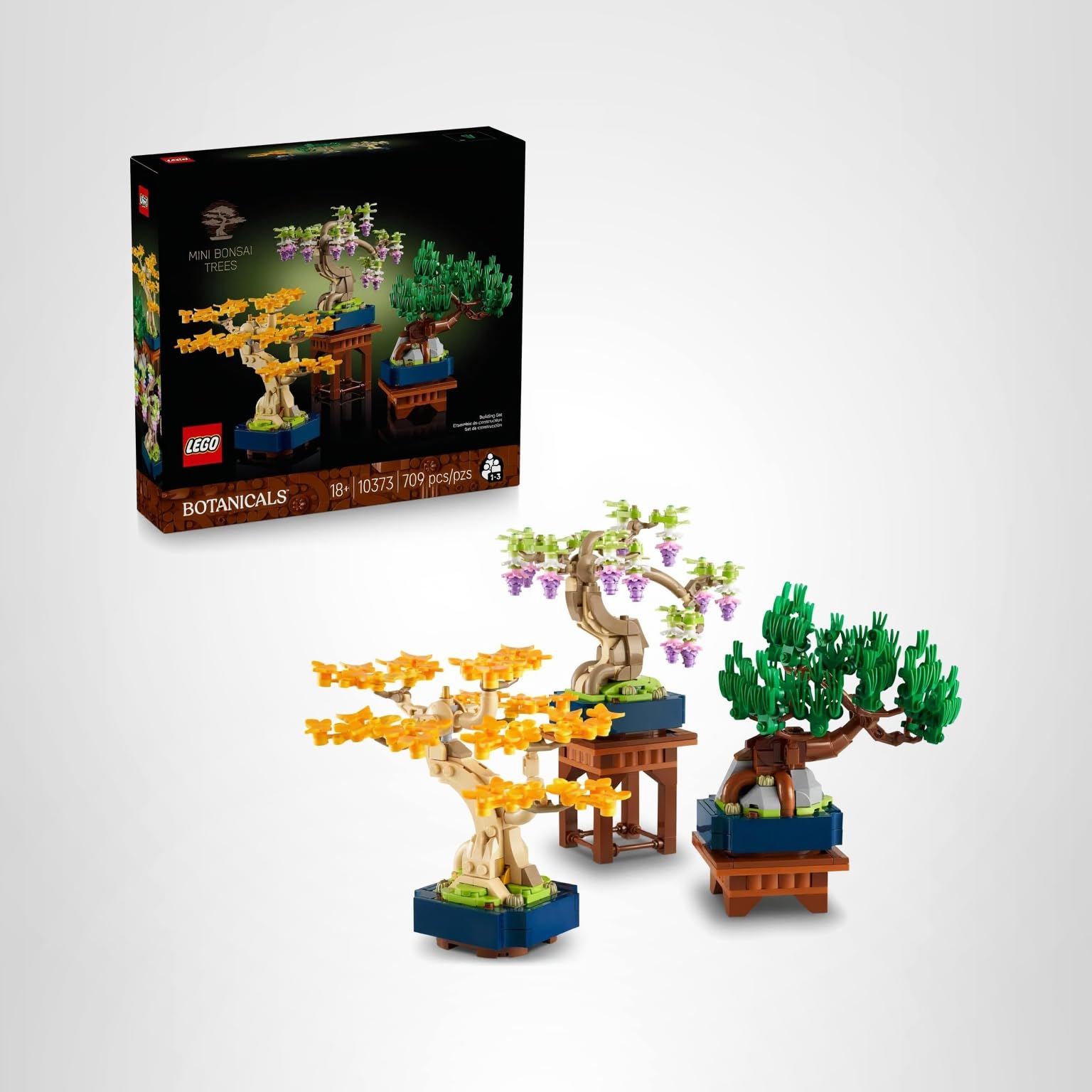 LEGO Botanicals Mini Bonsai Trees Building Set - Artificial Bonsai Tree Building Blocks for Adults, Ages 18+ - Gift for Valentines Day for Him - DIY Home and Office Decor for Men and Women - 10373