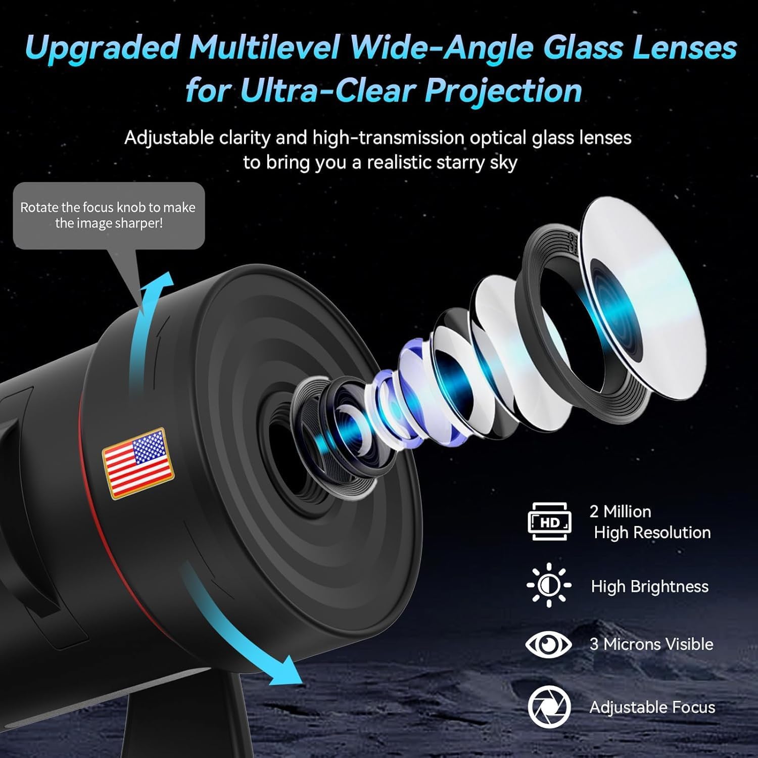 2025 Upgraded Star Projector, Planetarium Galaxy Ceiling Projector for Bedroom with HD Wider Projection Image,7 Colors Night Light, 360° Rotating Nebula,Adjustable Knob&Timer for Kids&Gifts