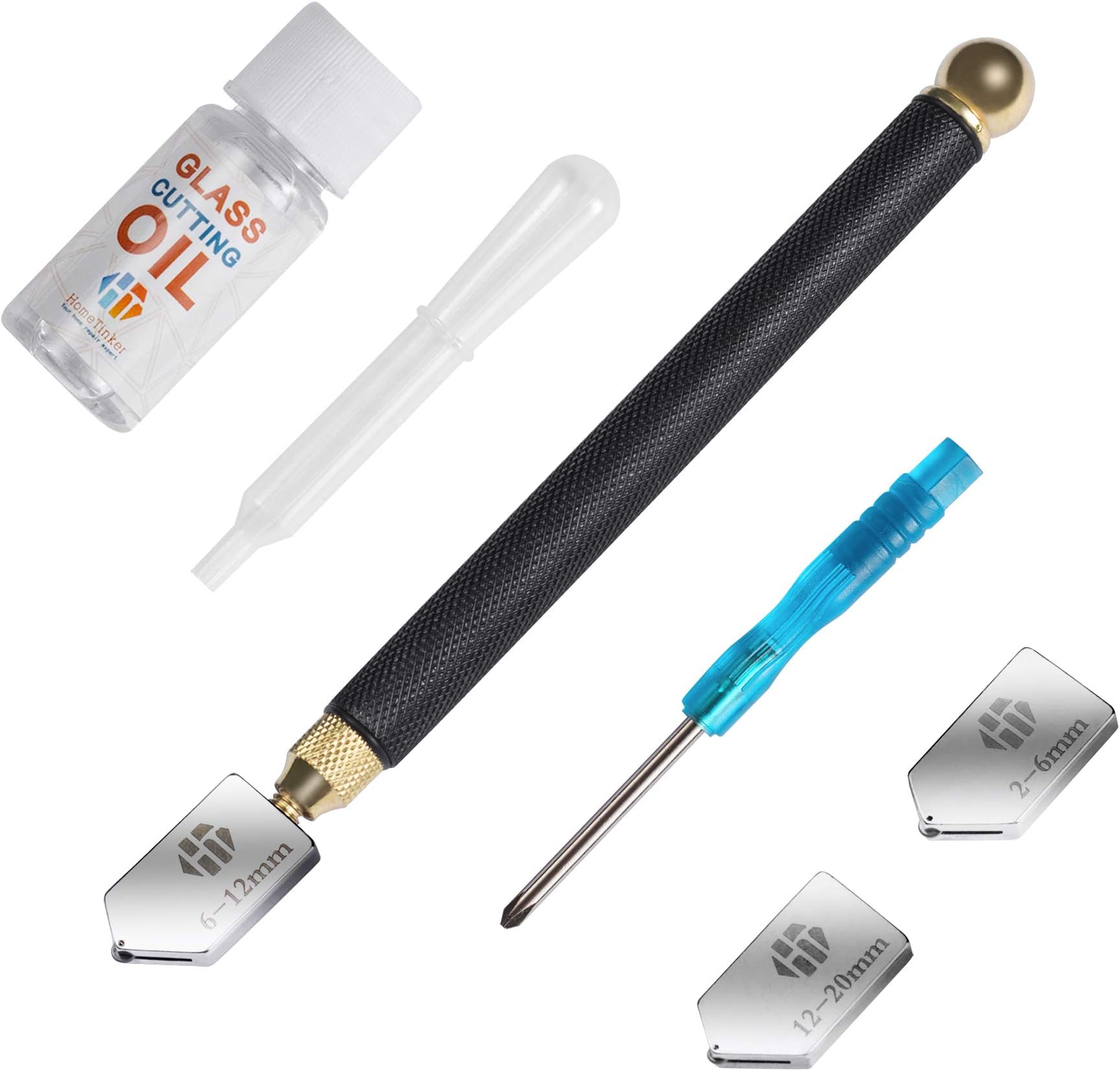 Glass Cutter 2mm-20mm, Glass Cutter Tool with Glass Cutting Oil, Glass Cutting Tool with Aotomatic Oil Feed, Glass Cutter for Mirrors/Tiles/Mosaic