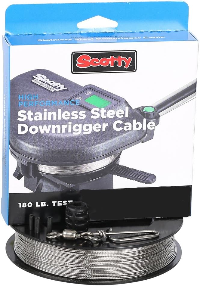 Scotty 180 lb HP Stainless Steel Downrigger Cable,Black, 400 Foot Spool