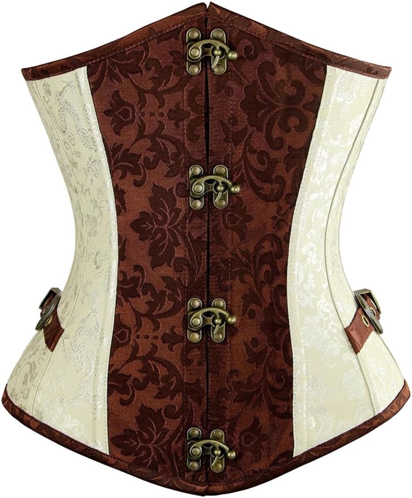 VEENDEO Steampunk Underbust Corset Brocade Waist Trainer Cincher Body Shaper Bustier Top