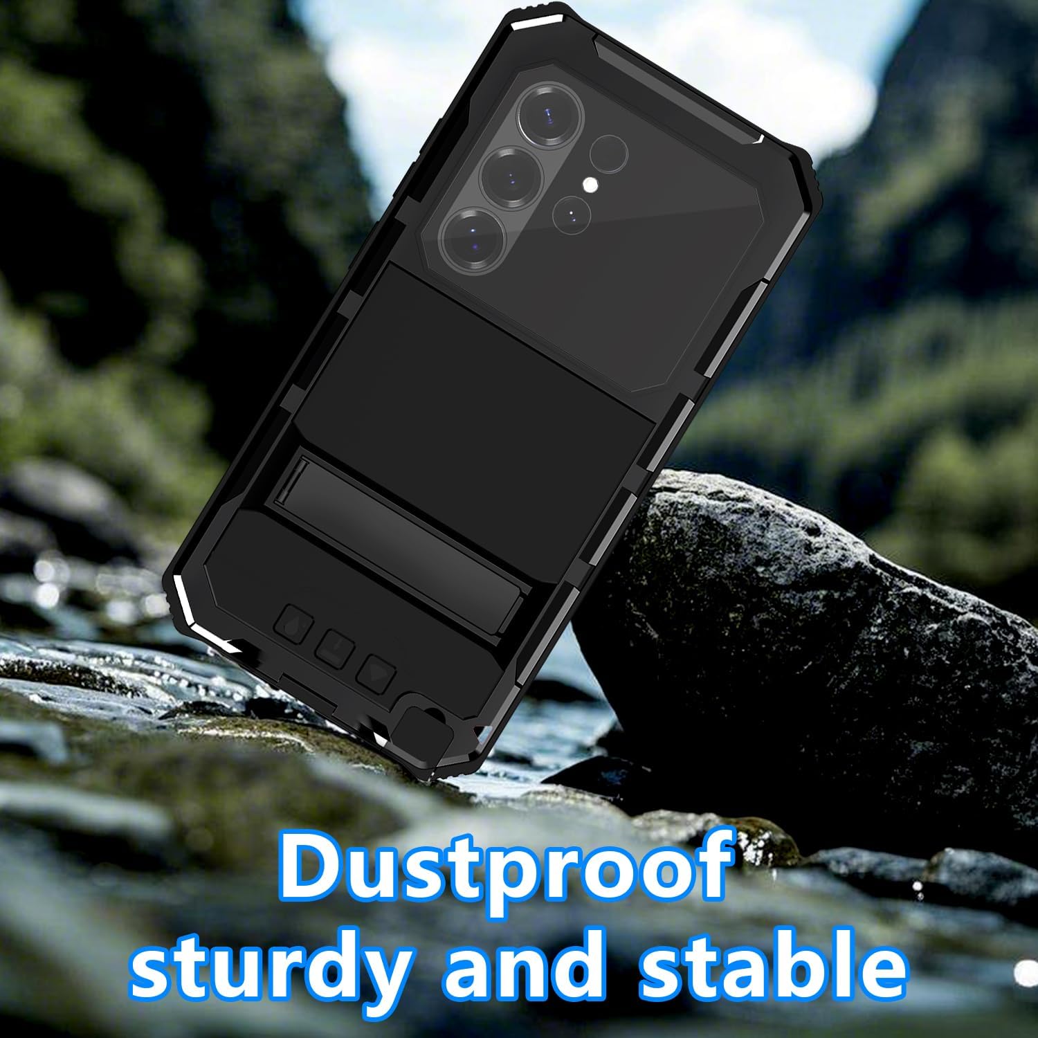 Compatible for Samsung Galaxy S26 Ultra with Kickstand, for Heavy Duty Rugged Metal Case, Full-Body Bumper Protective Cover for Outdoor Use (Black)