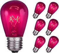 Vista 19 de Bombillas incandescentes de repuesto S14, 15 unidades, color morado transparente, bombillas E26 de 11 W para luces de cadena de exteriores