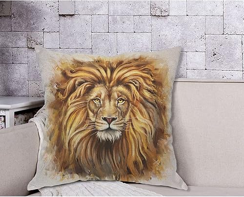 Miniatura 4 de AOYEGO Funda de almohada con cabeza de león, cara de rey del bosque, animales salvajes, carnívoro y leo, funda de almohada cuadrada de 18 x 18