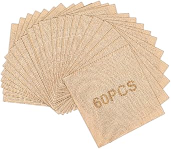 60 Pieces 6 x 6 Inches Burlap Squares Jute Burlap Multipurpose Natural Fabric Placemats Farmhouse Centerpiece Gardening Braided Crafts for Home Party Wedding Table Cover Craft Supplies