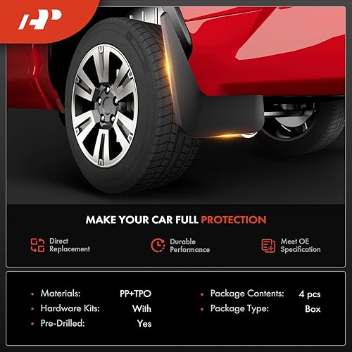 Miniatura 2 de A-Premium Juego de 4 unidades de guardabarros con accesorios de hardware compatibles con Toyota Prius, 2004-2009, Hatchback, 1.5L, negro, delantero